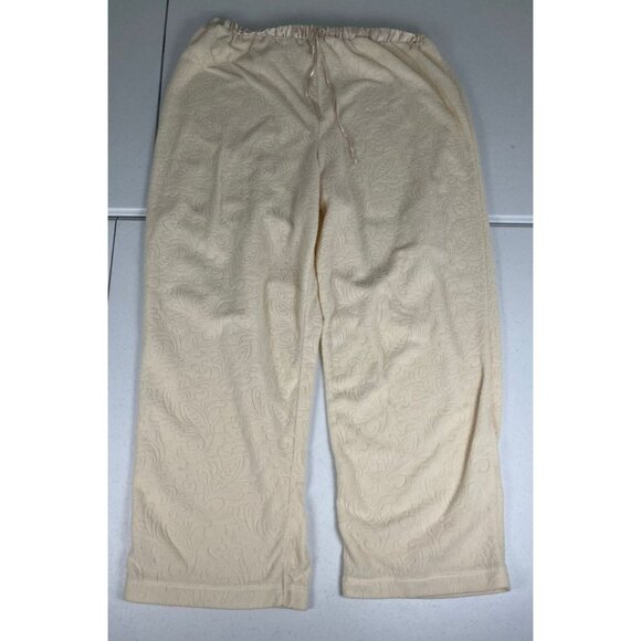 Aria Two Piece Set Ivory Embroidered Women's Long Sleeve Top Pajama Pants XL - Picture 10 of 10